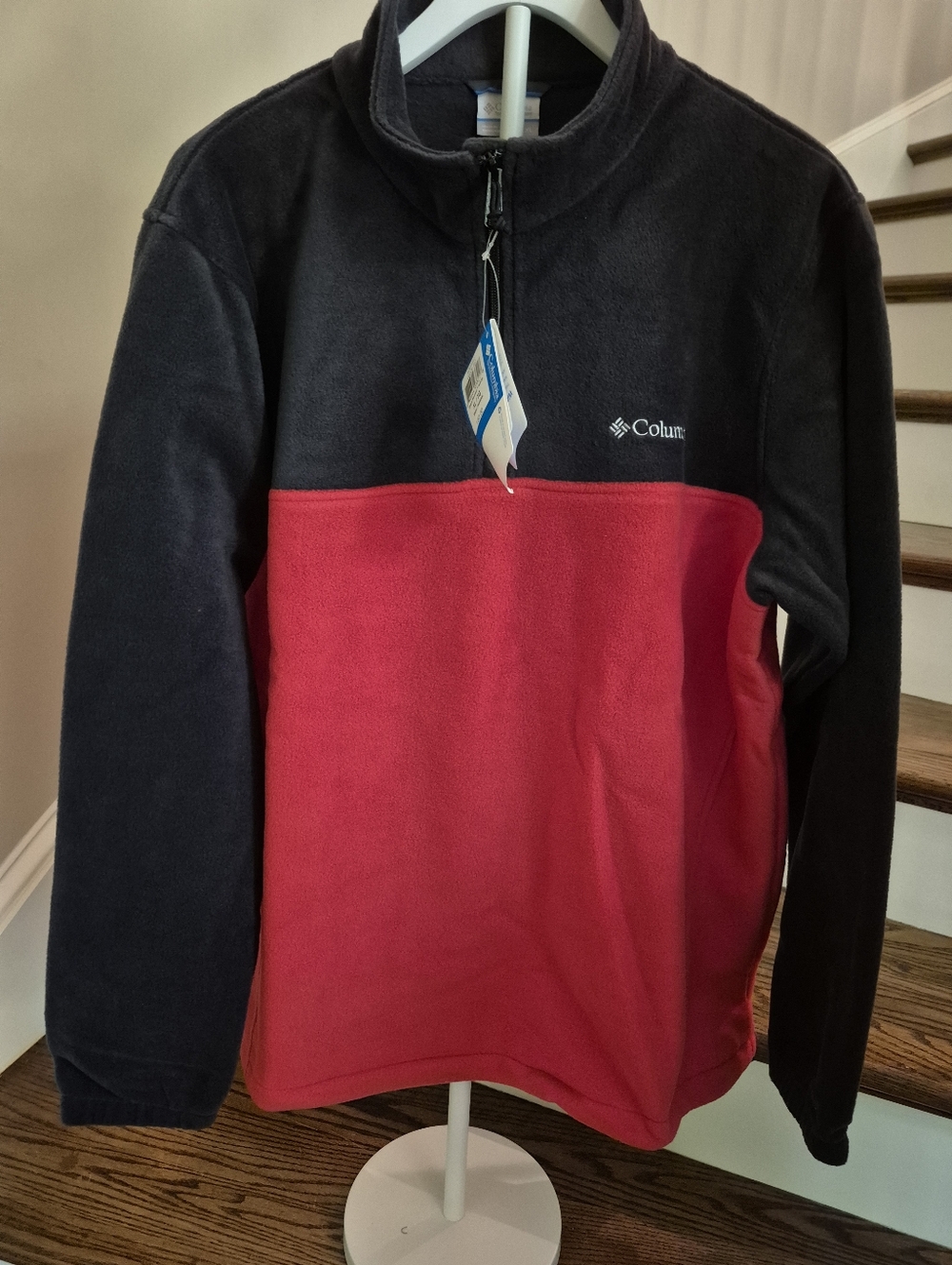 Columbia Men’s Black and Red Half-Zip Fleece Jacket